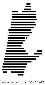 Symbol Map of the region Haifa (Israel) showing the territory with just a few black horizontal lines