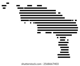 Symbol Map of the region Hainaut (Belgium) showing the territory with just a few black horizontal lines