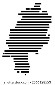 Symbol Map of the region Hessen (Germany) showing the territory with just a few black horizontal lines