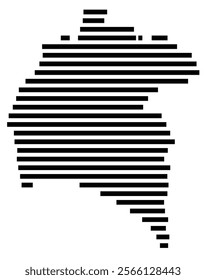 Symbol Map of the region Huelva (Spain) showing the territory with just a few black horizontal lines