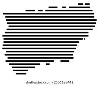 Symbol Map of the region Jaen (Spain) showing the territory with just a few black horizontal lines