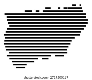 Mapa simbólico de la región Jaén (España) que muestra la región con algunas líneas Horizontales negras