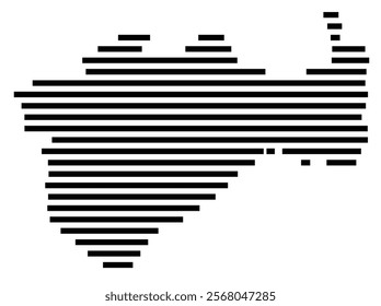 Symbol Map of the region Jerusalem (Israel) showing the territory with just a few black horizontal lines