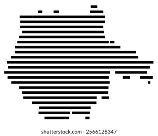 Symbol Map of the region Jihocesky (Czechia) showing the territory with just a few black horizontal lines