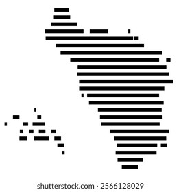 Symbol Map of the region Jizan (Saudi Arabia) showing the territory with just a few black horizontal lines