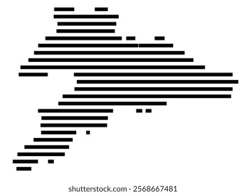 Symbol Map of the region Jura (Switzerland) showing the territory with just a few black horizontal lines