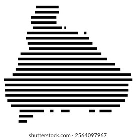 Symbol Map of the region Kangwon (North Korea) showing the territory with just a few black horizontal lines