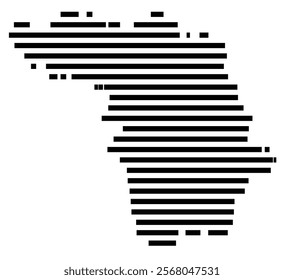 Symbol Map of the region Kaunas (Lithuania) showing the territory with just a few black horizontal lines