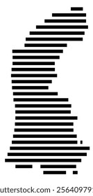 Symbol Map of the region Klaipeda (Lithuania) showing the territory with just a few black horizontal lines
