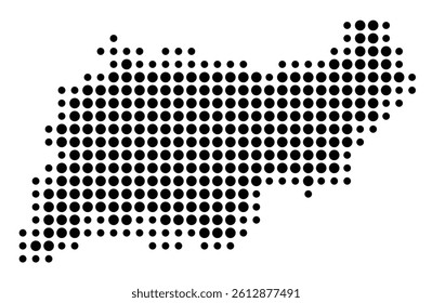 Symbol Map of the Region Kostroma (Russia) showing the territory with a pattern of black circles