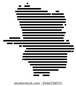 Symbol Map of the region Laeaene-Viru (Estonia) showing the territory with just a few black horizontal lines