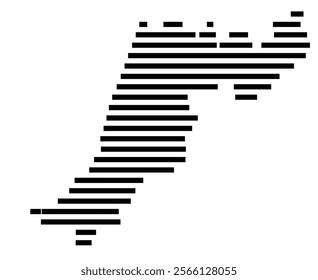 Symbol Map of the region Leiria (Portugal) showing the territory with just a few black horizontal lines