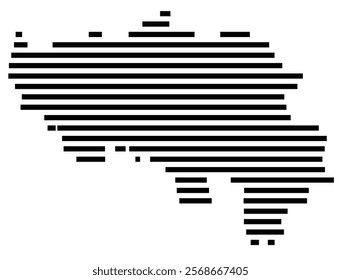 Symbol Map of the region Liege (Belgium) showing the territory with just a few black horizontal lines