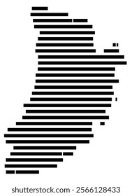 Symbol Map of the region Lleida (Spain) showing the territory with just a few black horizontal lines