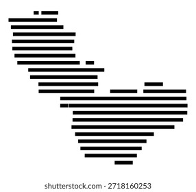 Symbol Map of the Region Lomzynski (Poland) showing the region with a few black horizontal lines