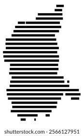 Symbol Map of the region Lubuskie (Poland) showing the territory with just a few black horizontal lines