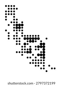 Symbol Map of the Region Magallanes y Antartica Chilena (Chile) showing the area with a pattern of black circles