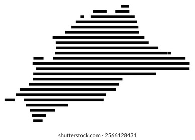 Symbol Map of the region Malaga (Spain) showing the territory with just a few black horizontal lines