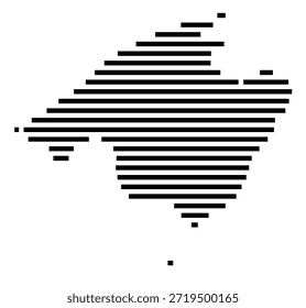 Mapa de símbolos de la región Mallorca (España) que muestra la región con algunas líneas Horizontales negras