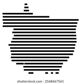 Symbol Map of the region Mato Grosso (Brazil) showing the territory with just a few black horizontal lines