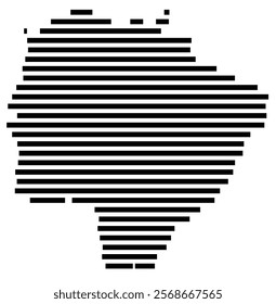 Symbol Map of the region Mato Grosso Do Sul (Brazil) showing the territory with just a few black horizontal lines