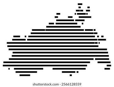 Symbol Map of the region Mecklenburg-Vorpommern (Germany) showing the territory with just a few black horizontal lines