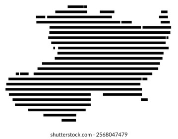 Symbol Map of the region Michoacan de Ocampo (Mexico) showing the territory with just a few black horizontal lines