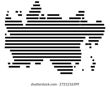 Mapa de símbolos da região Midtjylland (Dinamarca) mostrando a região com algumas linhas horizontais pretas