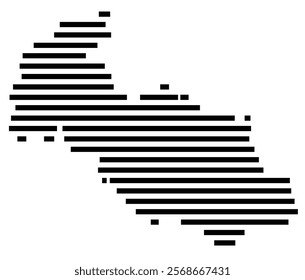 Symbol Map of the region Moravskoslezsky (Czechia) showing the territory with just a few black horizontal lines