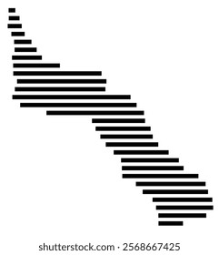 Symbol Map of the region Mount Athos (Greece) showing the territory with just a few black horizontal lines