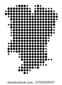 Symbol Map of the Region Mtskheta-Mtianeti (Georgia) showing the area with a pattern of black circles