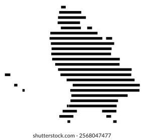 Symbol Map of the region Nayarit (Mexico) showing the territory with just a few black horizontal lines