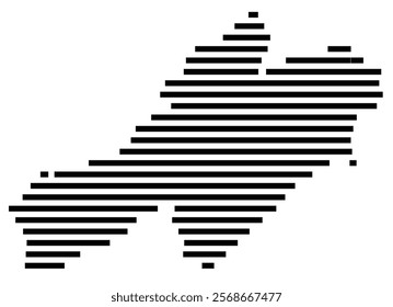 Symbol Map of the region Neuchatel (Switzerland) showing the territory with just a few black horizontal lines