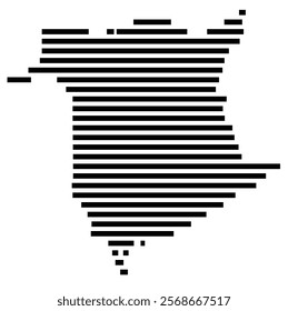 Symbol Map of the region New Brunswick (Canada) showing the territory with just a few black horizontal lines