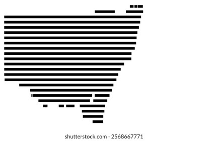 Symbol Map of the region New South Wales (Australia) showing the territory with just a few black horizontal lines