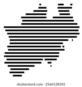 Symbol Map of the region Nordrhein-Westfalen (Germany) showing the territory with just a few black horizontal lines