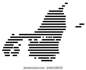 Symbol Map of the region North Jutland (Denmark) showing the territory with just a few black horizontal lines