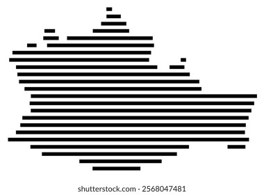 Symbol Map of the region Oaxaca (Mexico) showing the territory with just a few black horizontal lines