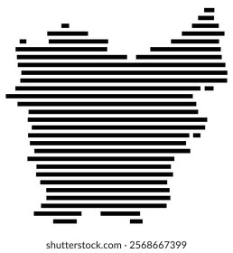 Symbol Map of the region Oost-Vlaanderen (Belgium) showing the territory with just a few black horizontal lines