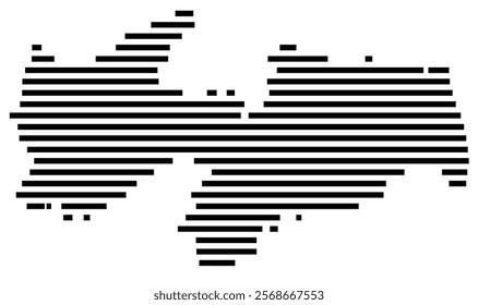 Symbol Map of the region Paraiba (Brazil) showing the territory with just a few black horizontal lines