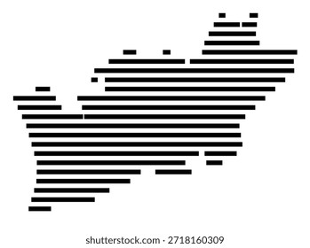 Mapa simbólico de la región Península de Setúbal (Portugal) que muestra la región con algunas líneas Horizontales negras