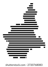Mapa de símbolos da região de Piemonte (Itália) mostrando a região com algumas linhas horizontais pretas