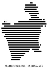 Symbol Map of the region Potosi (Bolivia) showing the territory with just a few black horizontal lines