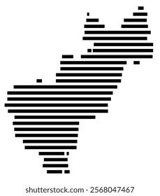 Symbol Map of the region Queretaro (Mexico) showing the territory with just a few black horizontal lines