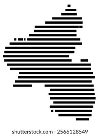 Symbol Map of the region Rheinland-Pfalz (Germany) showing the territory with just a few black horizontal lines