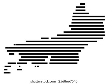 Symbol Map of the region Rio De Janeiro (Brazil) showing the territory with just a few black horizontal lines