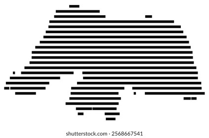 Symbol Map of the region Rio Grande Do Norte (Brazil) showing the territory with just a few black horizontal lines