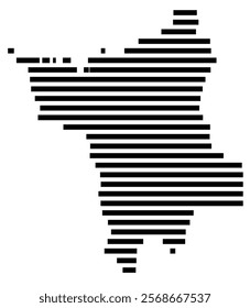 Symbol Map of the region Roraima (Brazil) showing the territory with just a few black horizontal lines