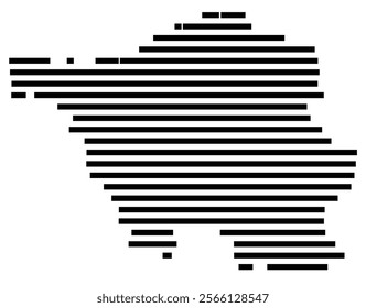 Symbol Map of the region Saarland (Germany) showing the territory with just a few black horizontal lines