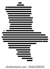 Symbol Map of the region Sachsen-Anhalt (Germany) showing the territory with just a few black horizontal lines